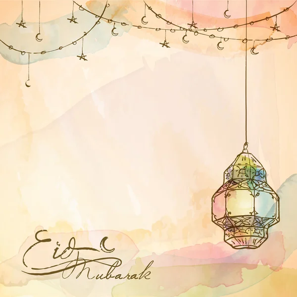 Eid Mubarak Background arabic lantern — Stock vektor