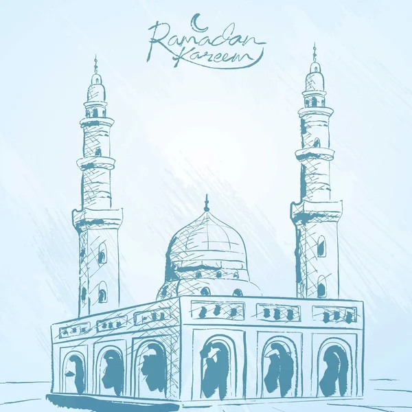Ramadan Background vetor mesquita esboço — Vetor de Stock