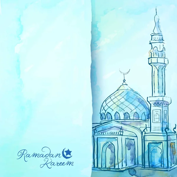 Tebrik kartı şablonu için Ramazan arka plan suluboya cami kroki