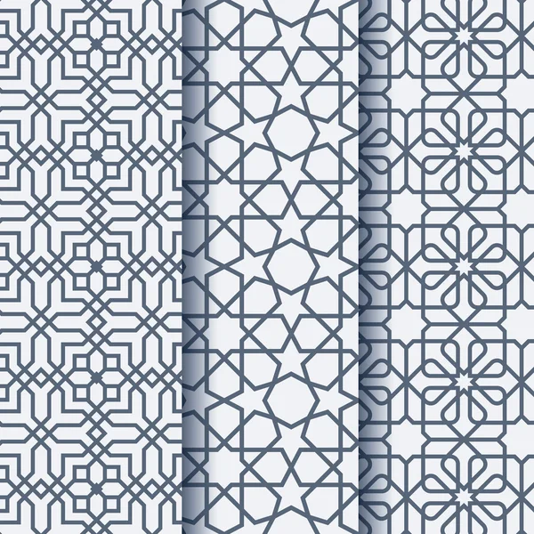 Set dari tiga arab ornamen geometris pola - Stok Vektor