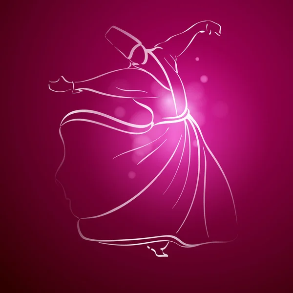 Sufi Whirling Dervish religous dance line sketch — Archivo Imágenes Vectoriales