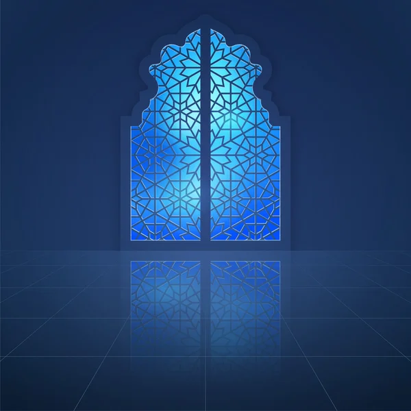Interior mosque dooor with arabic pattern for islamic background — Stockvector
