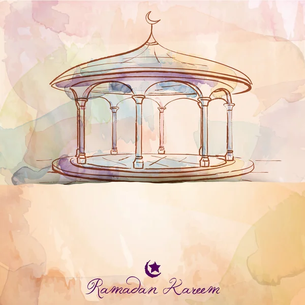 Vector akvarell vázlat kefe Ramadan Kareem háttér — Stock Vector