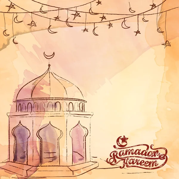 Ramadán Kareem saludo fondo diseño vectorial islámico — Vector de stock