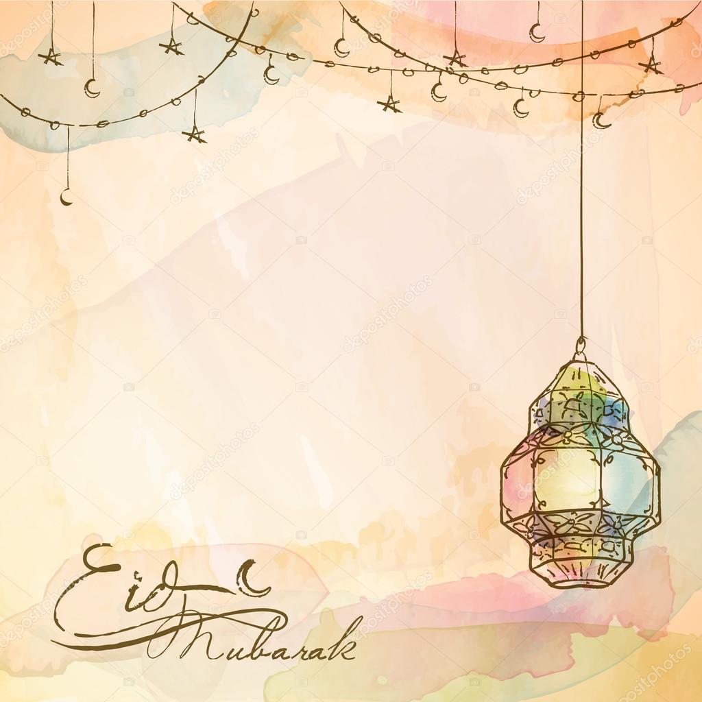Eid Mubarak Background arabic lantern — Stock Vector 