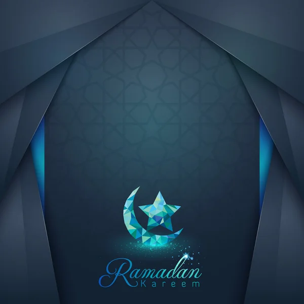 Ramadán Kareem diseño islámico tarjeta de felicitación y banner fondo — Vector de stock