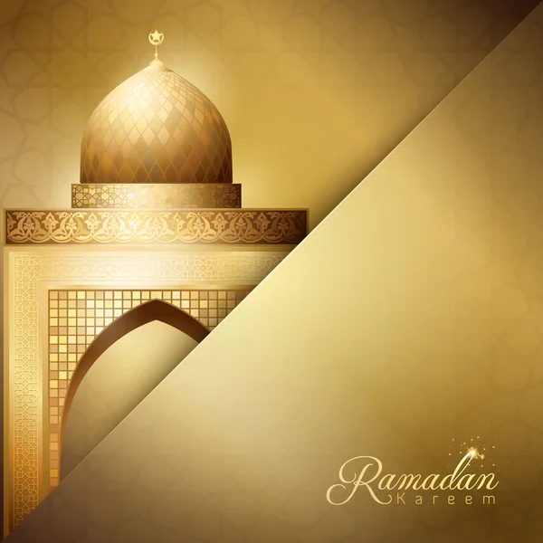 Arany mecset illusztráció Ramadan Kareem üdvözlő háttér-sablon — Stock Vector