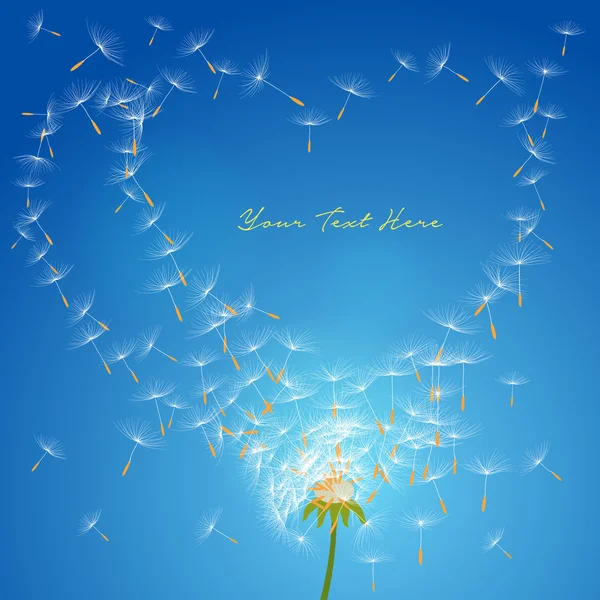 Vector flower dandelion on a wind loses the integrity forming love — ストックベクタ