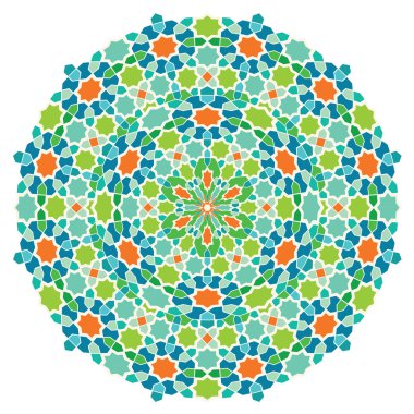 Yuvarlak geometrik Arapça süsleme mozaik renk