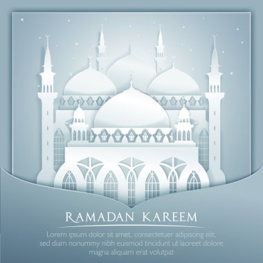 Vektör 3d Camii Müslüman kağıt grafik tebrik kartı çeviri Ramazan Kareem