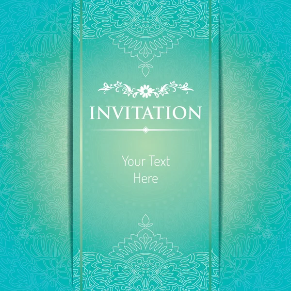 Beautiful Invitation Card Template with Floral Round Patern Ornament — Stock Vector