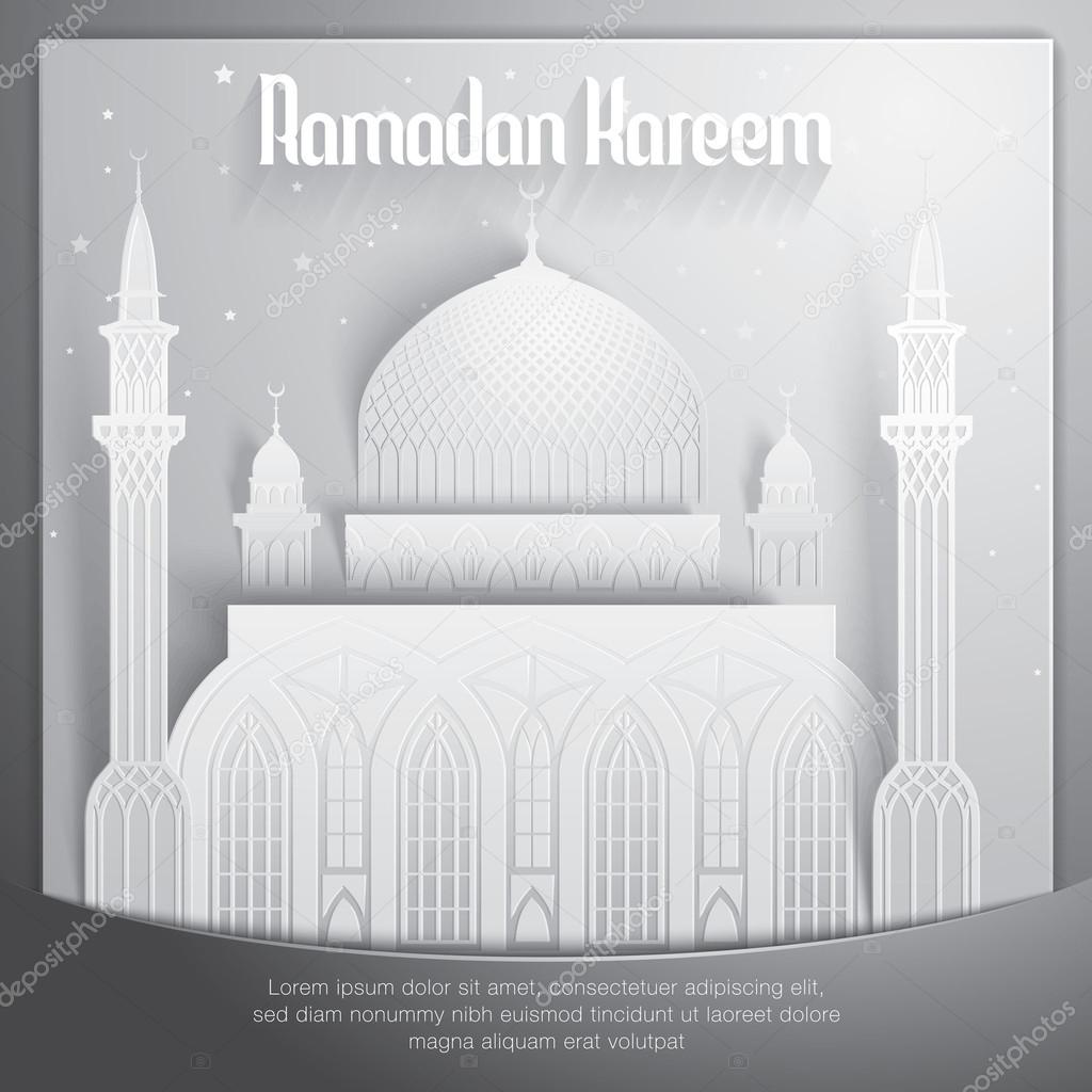 3D Vector Mosque Muslim Monochrome Paper Graphics