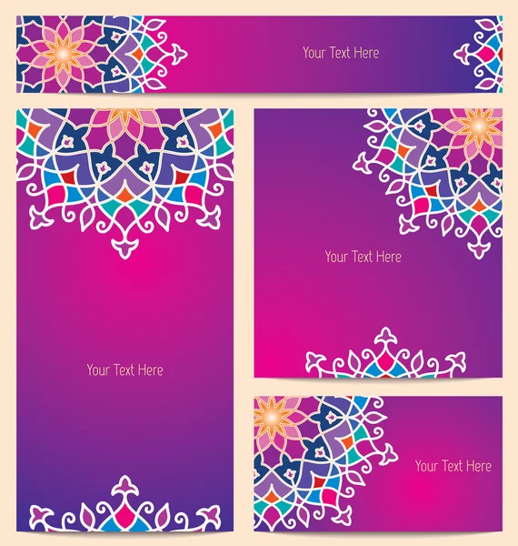 Belo vetor colorido círculo arábico padrão ornamento para cartão de visita saudação - modelo de banner —  Vetores de Stock