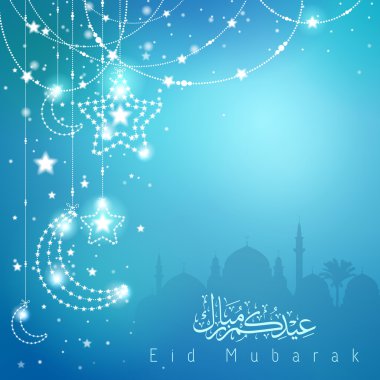 Bayram Mübarek için cami yıldızı ve hilal ile tebrik arka plan