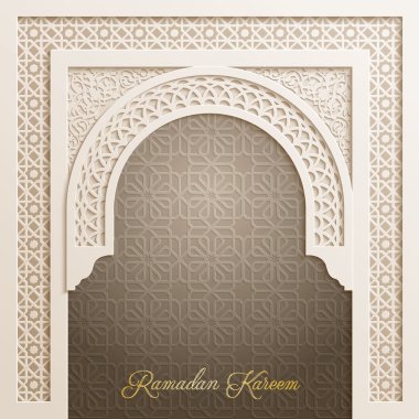 Door mosque with arabic pattern for Ramadan Kareem greeting background clipart