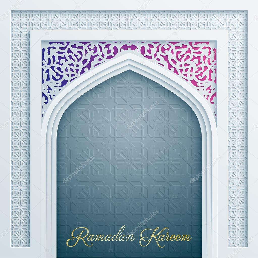 Door mosque with arabic pattern for greeting background Ramadan Kareem