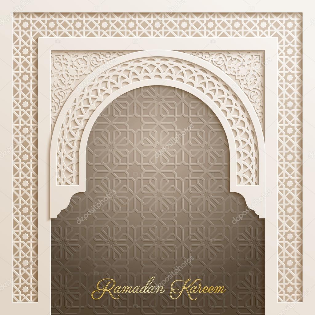 Door mosque with arabic pattern for Ramadan Kareem greeting background