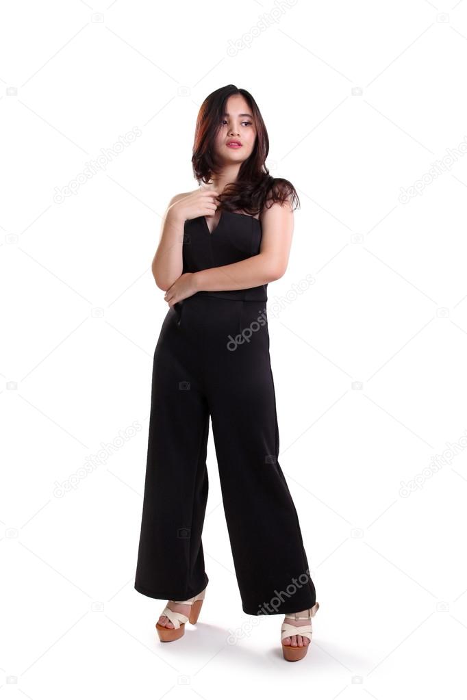 Sexy glamor model in black