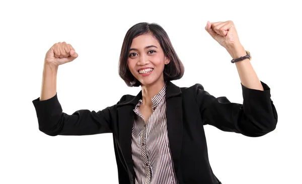 Victorious businesswoman isolated — Stock Photo, Image