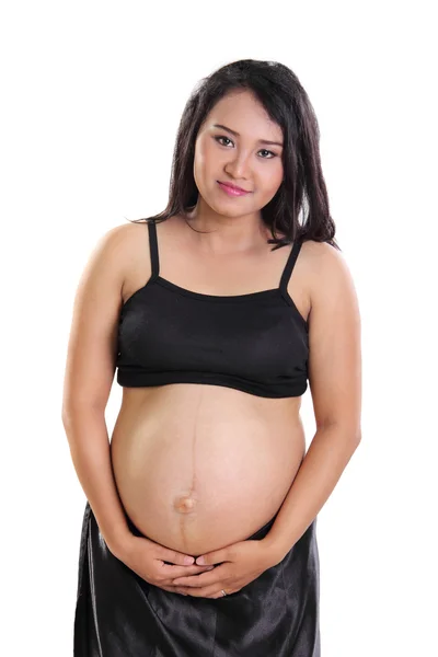 Wanita hamil berpakaian hitam. — Stok Foto