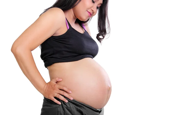 Pregnant belly side portrait Stock Image