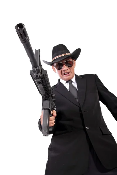 Mafia with pointed gun — Stock Photo, Image