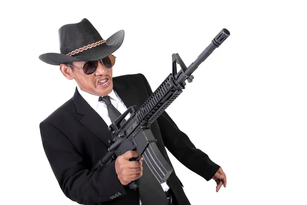Crazy gangster in a war — Stock Photo, Image