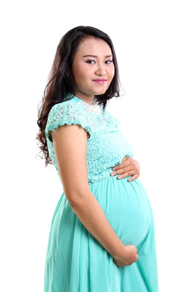 Pani w ciąży w strój macierzyński — Zdjęcie stockowe