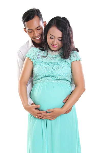 Hoopvol Aziatische paar verwachten hun eerste geboren kind — Stockfoto