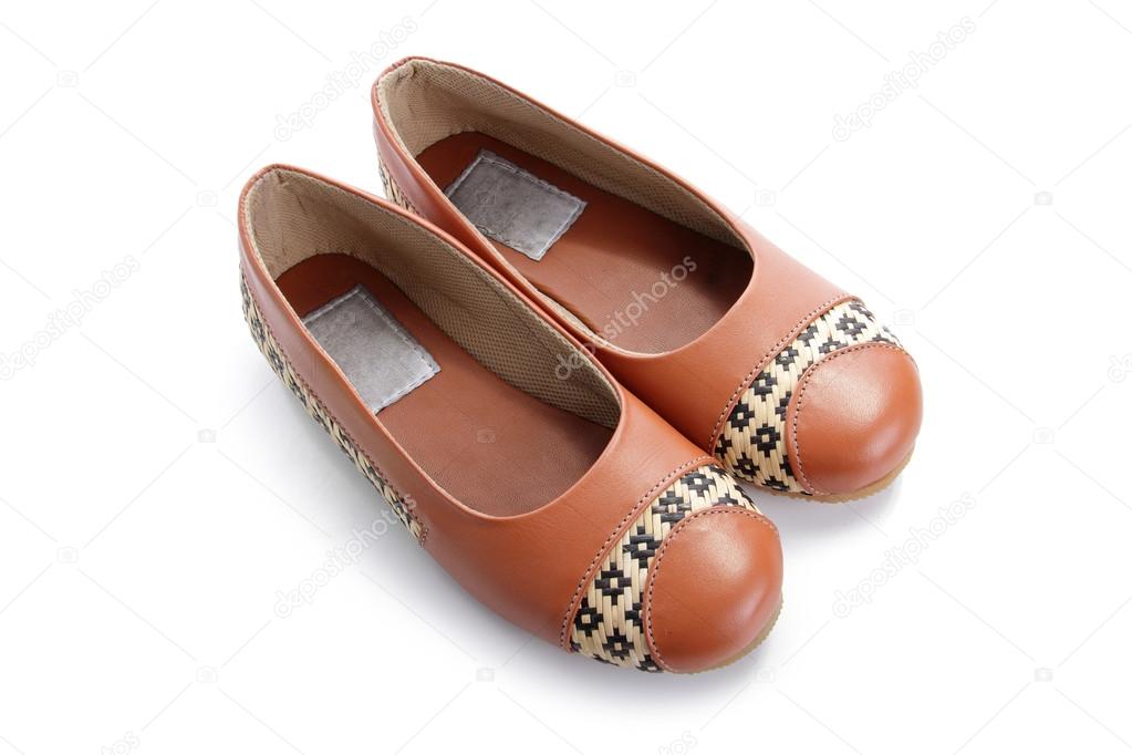 Orange colored handmade girl shoes