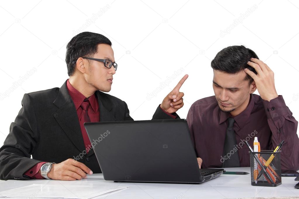 Angry boss and his confused employee