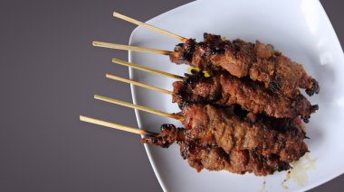 Kopya alanı ile tavuk satay Üstten Görünüm