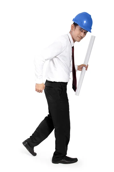 Construction worker walking — Stock Photo, Image