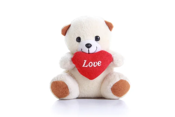 Weißer valentine teddy — Stockfoto