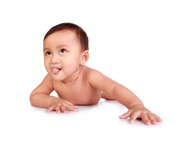 Bebê rastejando engraçado — Fotografia de Stock