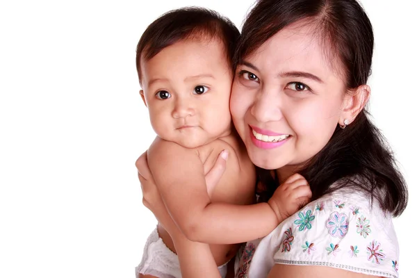 Gelukkig baby en Mama portret — Stockfoto