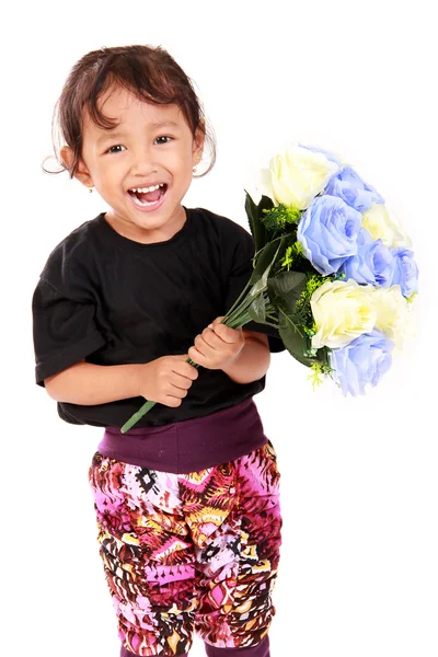 Linda niña de la flor sonriendo — Foto de Stock