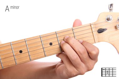 A minor guitar chord tutorial clipart
