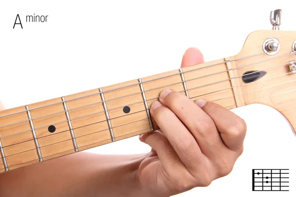 A minor guitar chord tutorial — Stock Photo, Image