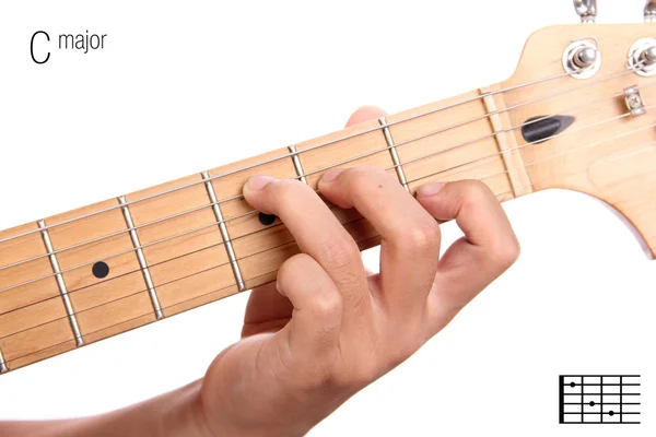 C tutorial principal acorde de guitarra — Fotografia de Stock