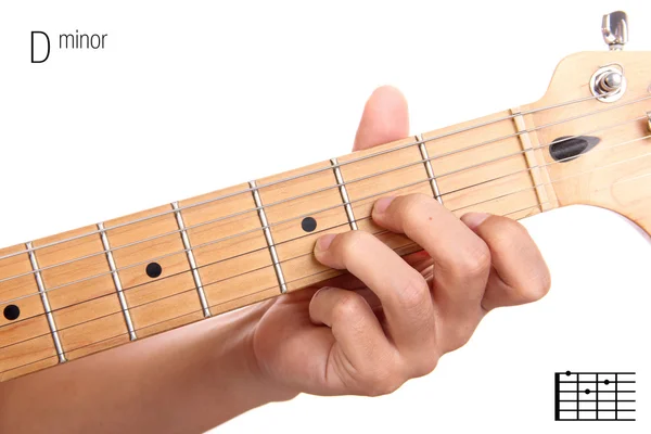 D kleine gitaar akkoorden tutorial — Stockfoto