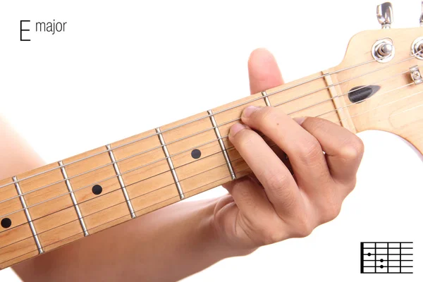 E grote gitaar akkoorden tutorial — Stockfoto