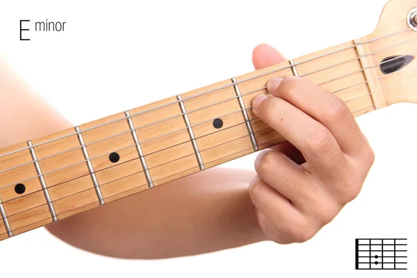 E minor guitar chord tutorial — Stock Photo, Image