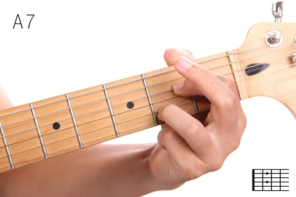 A dominant seventh guitar chord tutorial — Stock Photo, Image
