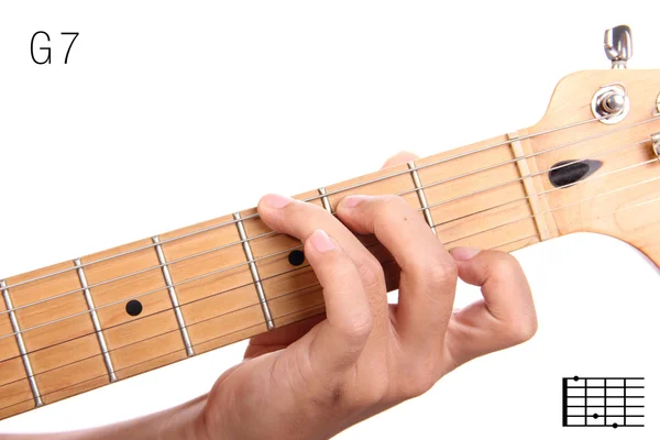 G dominant seventh guitar chord tutorial — Stock Photo, Image