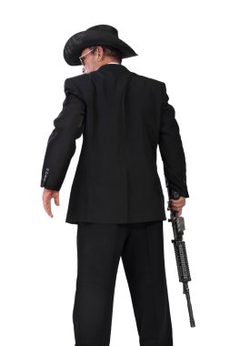 Hitman ile üzerine beyaz izole bir silah geri-shot fotoğraf 