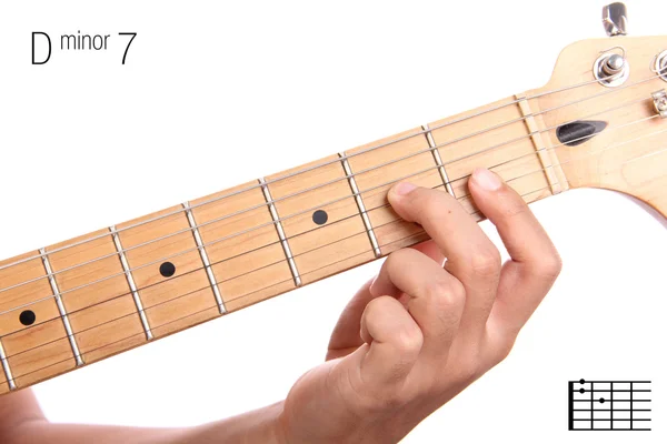 D minor seventh guitar chord tutorial — Stock Photo, Image