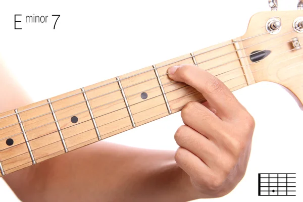 E minor seventh guitar chord tutorial — Stock Photo, Image