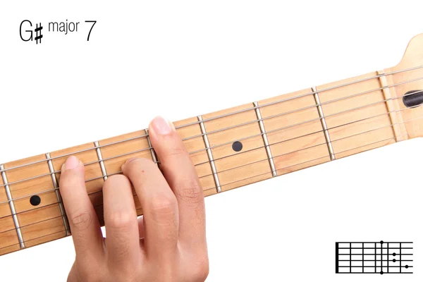 G aguda major sétimo tutorial acorde guitarra — Fotografia de Stock