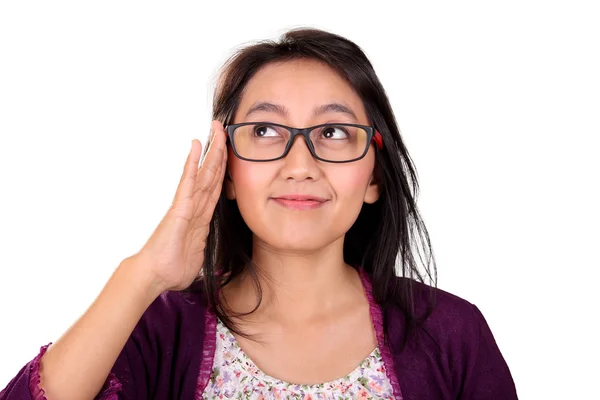 Nerd vrouw opzoeken geïsoleerde — Stockfoto